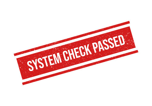 Red system check passed stamp badge isolated on transparent background