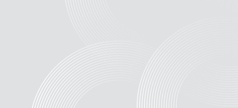 Abstract white glowing geometric lines on gray background. Modern shiny blue circle lines pattern. Futuristic technology concept. Suit for cover, poster,