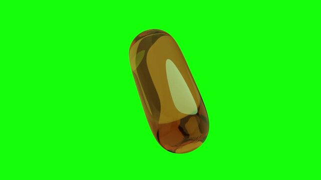 Benzonatate or other Yellow Gold Gel Capsule over Green Screen