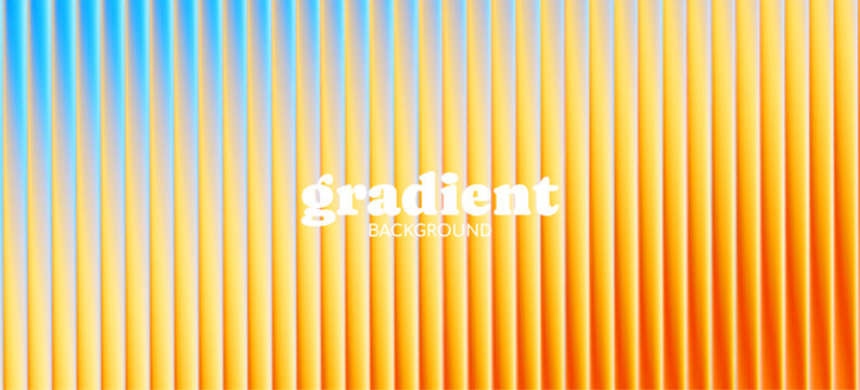 Abstract sunrise warm tones gradient with fractal glass effect. Futuristic glossy texture with glowing vertical lines. Dynamic pattern. Summer glass ripple gradient. Vector illustration