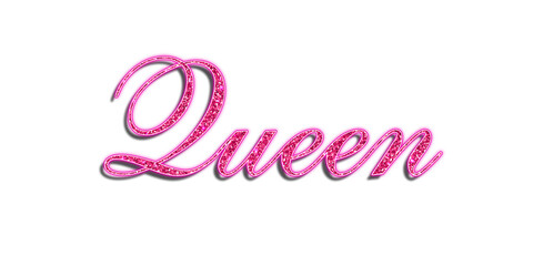 Pink glitter queen text effect with cursive calligraphic luxury typography isolated PNG © Ndoewer