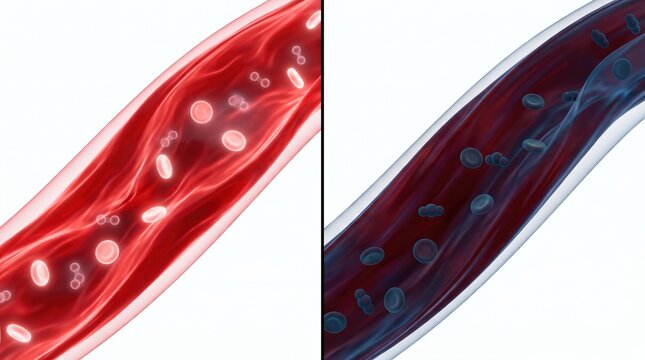 Detailed Visualization of Blood Flow in Arteries with Red and Dark Tones