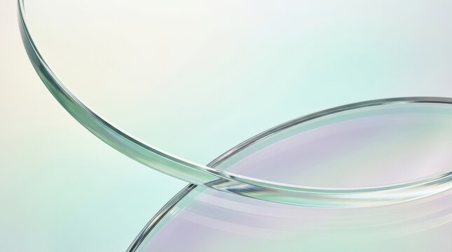 Intersecting Translucent Glass Discs with Soft Green and Purple Hues