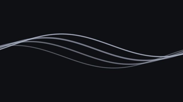 Abstract Silver Flowing Lines Dark Background Minimal Motion 4K Motion Video