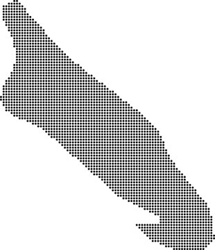Aruba dotted map with circular dot pattern, abstract vector geographic silhouette on blue background