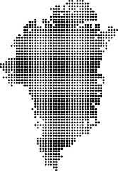 Fototapeta premium Greenland dotted map with circular dot pattern, abstract vector geographic silhouette on blue background