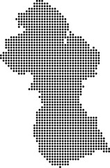 Obraz premium Guyana dotted map with circular dot pattern, abstract vector geographic silhouette on blue background