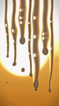 Melting chocolate drops against light background. 2d animation