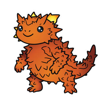 Cute thorny devil lizard cartoon character standing with a happy smile vector illustration