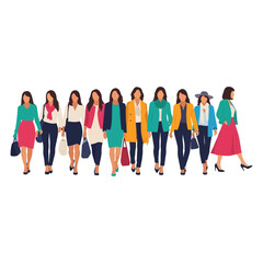 Obraz premium Diverse Group of Professional Women Walking Together