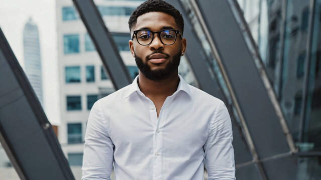 Homme d'affaires afro-am&eacute;ricain  en chemise 