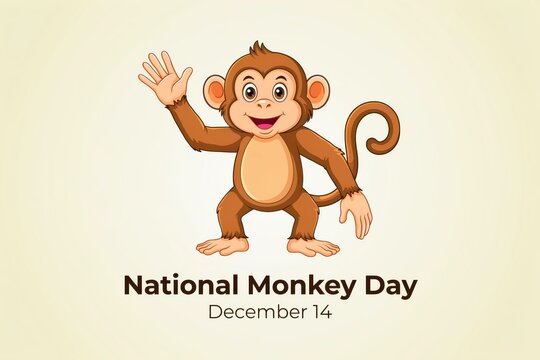 Cute cartoon monkey waving hand illustration