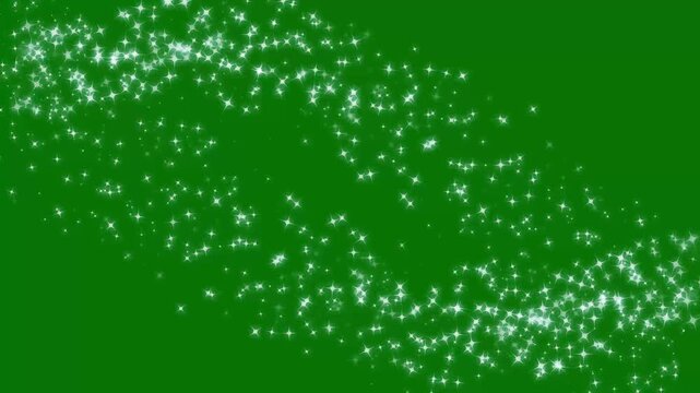 White glitter sparkles line trail with magic dust, pixie star particles, twinkling fairy shimmer, glowing christmas sparkle motion, cinematic overlay on green background 4k