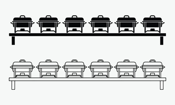 Traditional indonesian rice servers displayed in rows black and white illustration