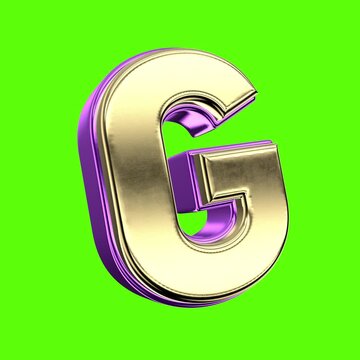 Font 3D Render G Letter Green Background