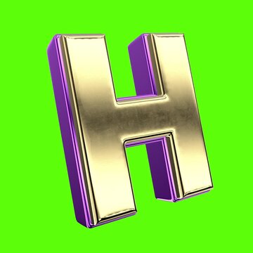 Font 3D Render H Letter Green Background