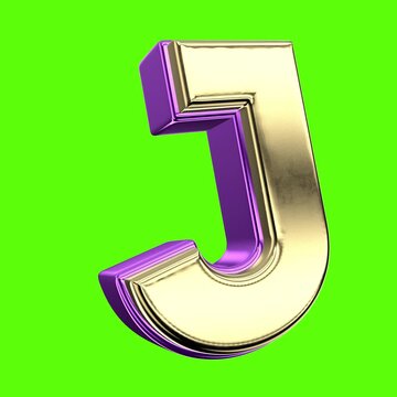 Font 3D Render J Letter Green Background