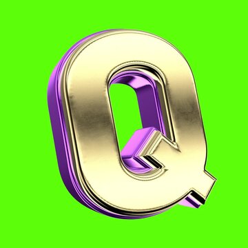 Font 3D Render Q Letter Green Background