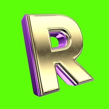 Font 3D Render R Letter Green Background