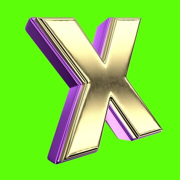 Font 3D Render X Letter Green Background
