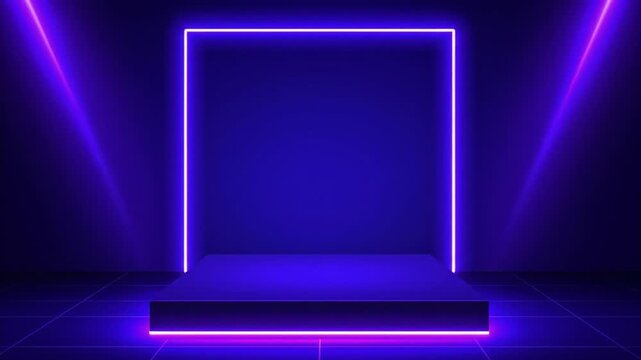 Neon square podium.