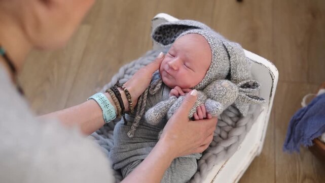 Photographer Taking Backstage Pictures Of A Newborn Photoshoot