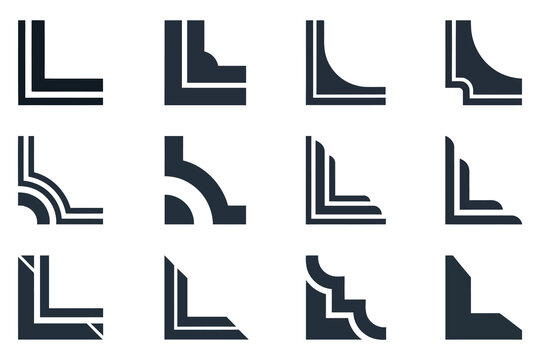Abstract Geometric Corner Border Vector Icons for Frame and Edge Decor
