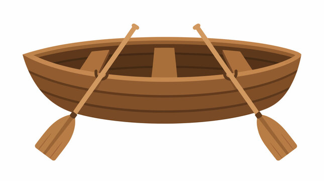 Wooden Rowboat with Oars