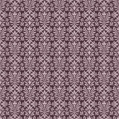Luxurious burgundy damask seamless pattern vector with ornate fleur de lis floral ornament, elegant burgundy damask pattern for vintage velvet textile printing, luxury wallpaper border,  © PPS Inspire Art