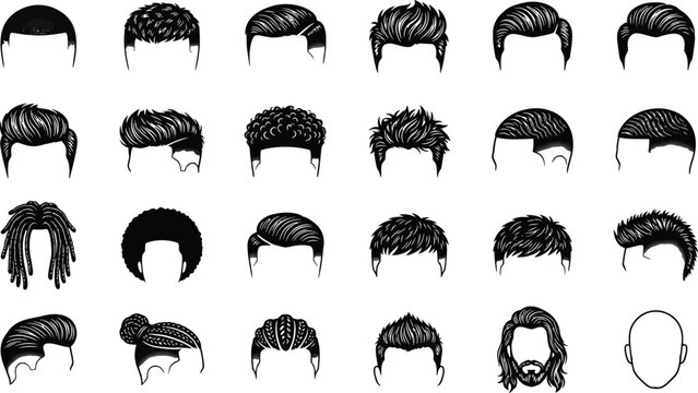 Set of modern men hair styles and haircuts collection