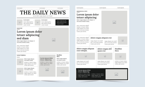 Minimalist Classic Newspaper Layout Template Vector