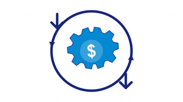 Financial gear icon with dollar sign and circular arrows representing cash flow cycle
