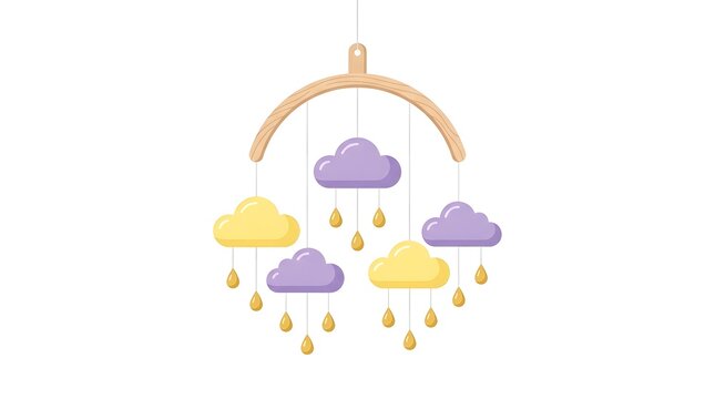 Colorful Cloud and Raindrop Mobile for Nursery Decor.
