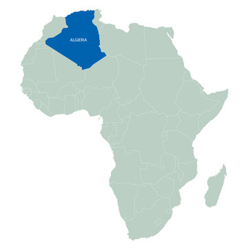 Map of Africa and separate Algieria. EPS, outline illustration.