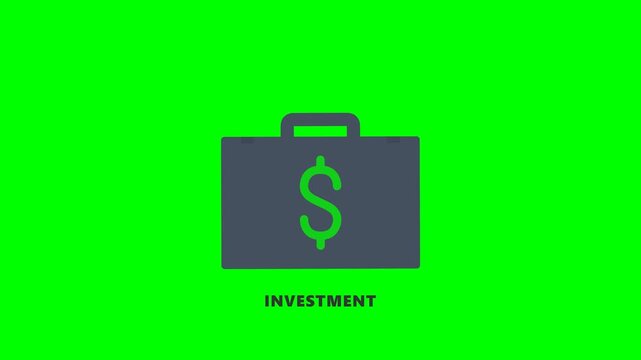 Investment Briefcase Icon on Green Screen