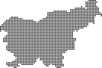Obraz premium Slovenia dotted map with circular dot pattern, abstract vector geographic silhouette on blue background