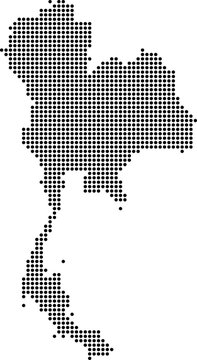 Thailand dotted map with circular dot pattern, abstract vector geographic silhouette on blue background