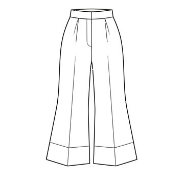 Fashion illustration of wide-leg pants