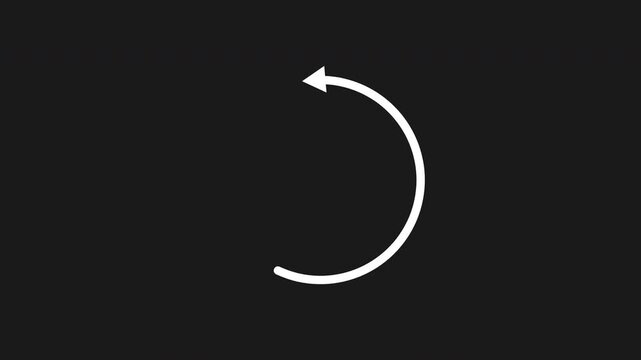 White minimalist circular arrow icon for reload and refresh on dark background