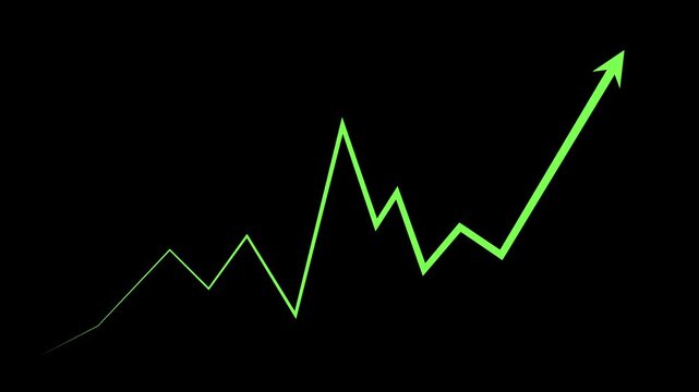 Line chart rise and sudden drop suggesting market volatility and financial decline animation
