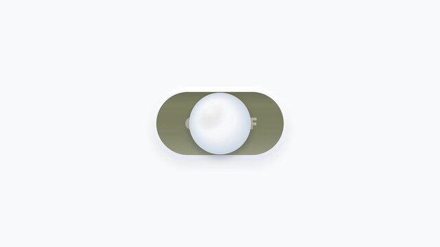 3D Toggle Switch ON OFF Animation with Green Button, Beveled Frame and Realistic UI