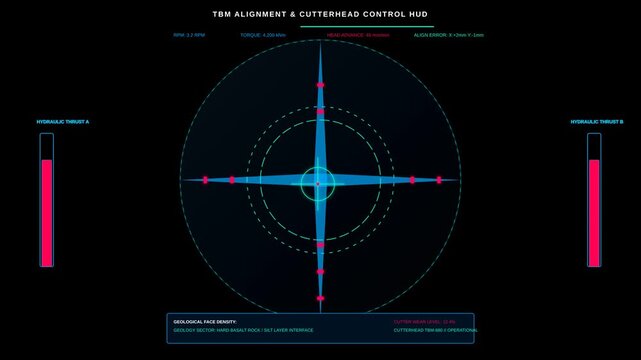 Futuristic TBM Alignment and Cutterhead Control Interface Display for Tunneling Operation Monitoring