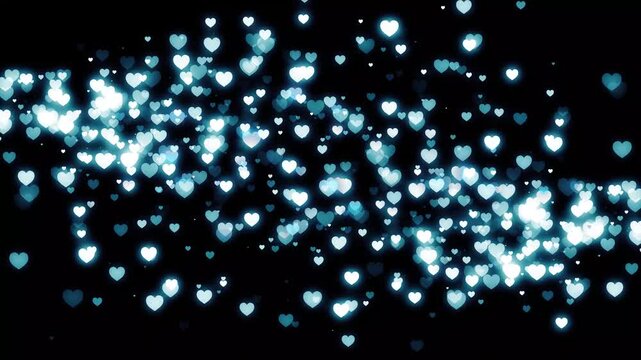 Blue glitter heart with sparkling trail, glowing love particles, romantic bokeh lights, valentine&rsquo;s day wedding overlay, shimmering dust motion background, seamless 4k