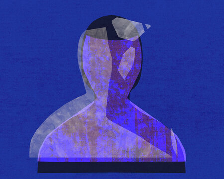 Human head with disconnected fragmented shapes