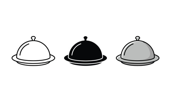 Elegant food cloche set in three different color variations on a white background