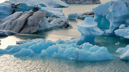 Ice floes on a lake in Iceland, abstract landscape © pettys