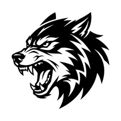 Fototapeta premium Aggressive wolf head silhouette fierce animal wild power concept