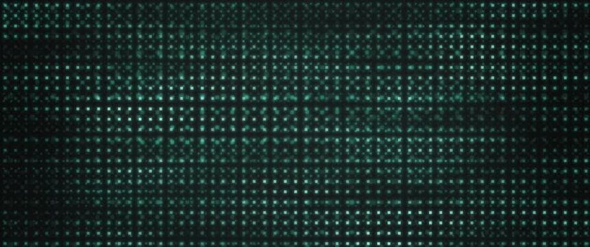 Cinematic widescreen glowing teal dot grid anamorphic seamless loop