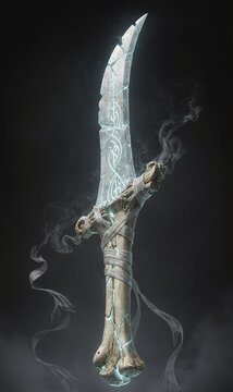 Riftbone Pale Marrow Naginata Mythical Fantasy Weapon Concept Art｜裂骨の蒼白薙刀