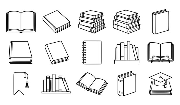 Book and Education Thin Line Vector Icon Set